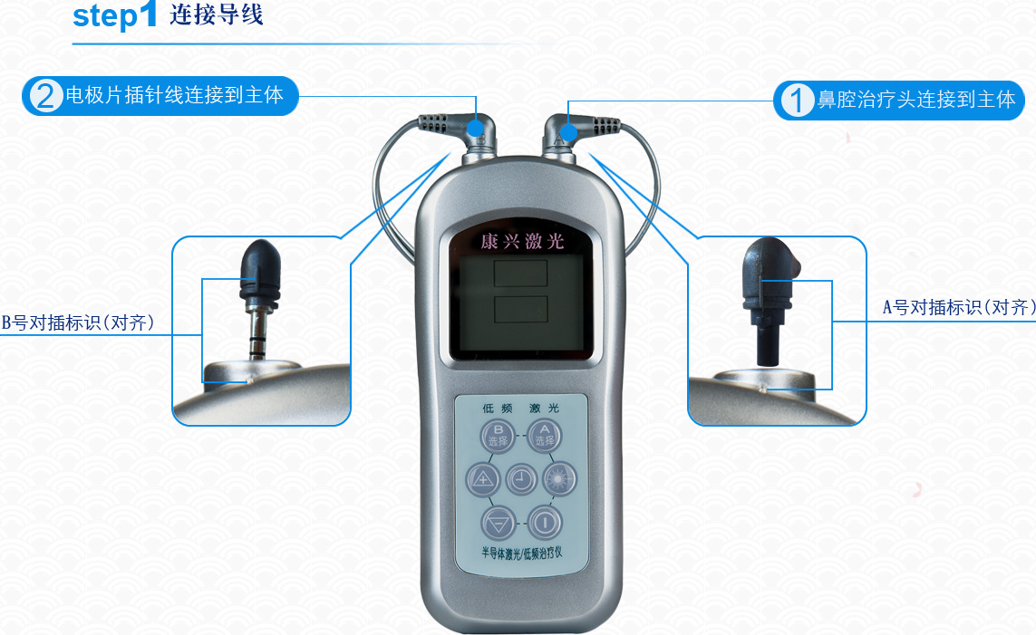 康興三高半導(dǎo)體激光/低頻治療儀GX-2000A連接導(dǎo)線使用方法-康興官網(wǎng)